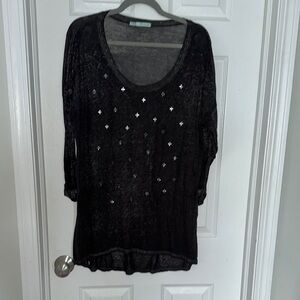 Maurices Black Embellished Oversized Blouse